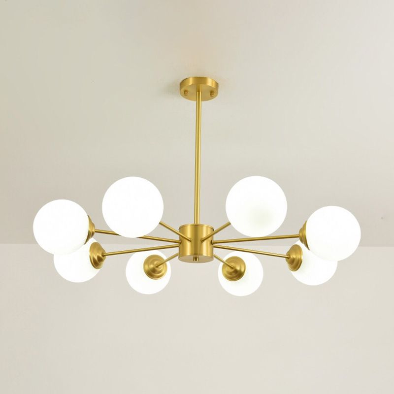 Luz de vidrio de leche múltiples luces colgantes lámpara de lámpara industrial globo colgante de oro en oro