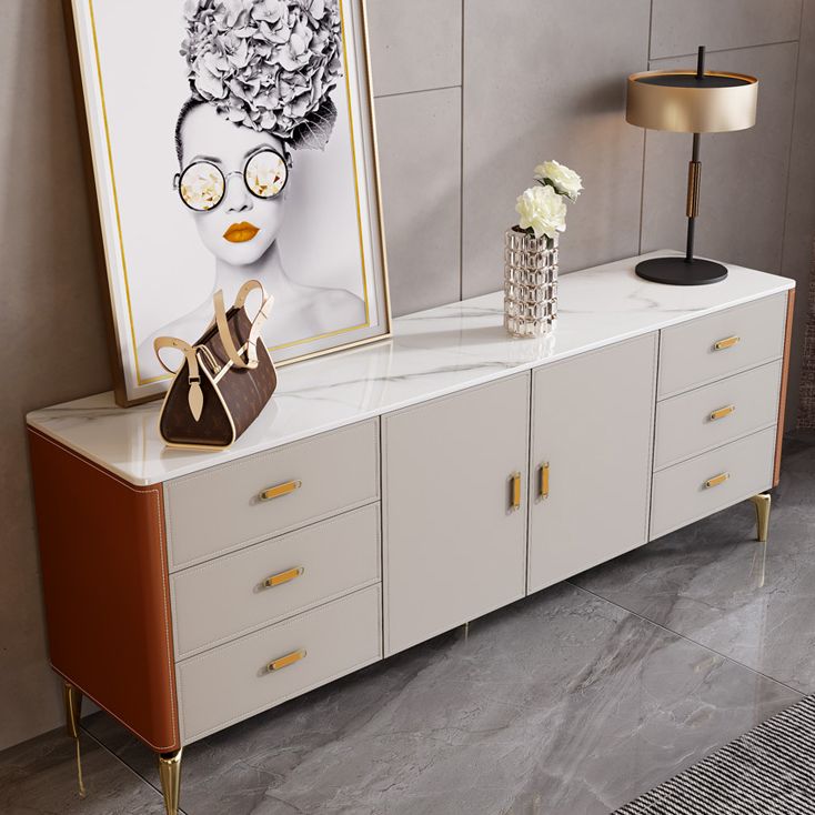 Classic Glam Dresser Stone Storage Chest Dresser with 6 Drawers , 15.6 Inch W