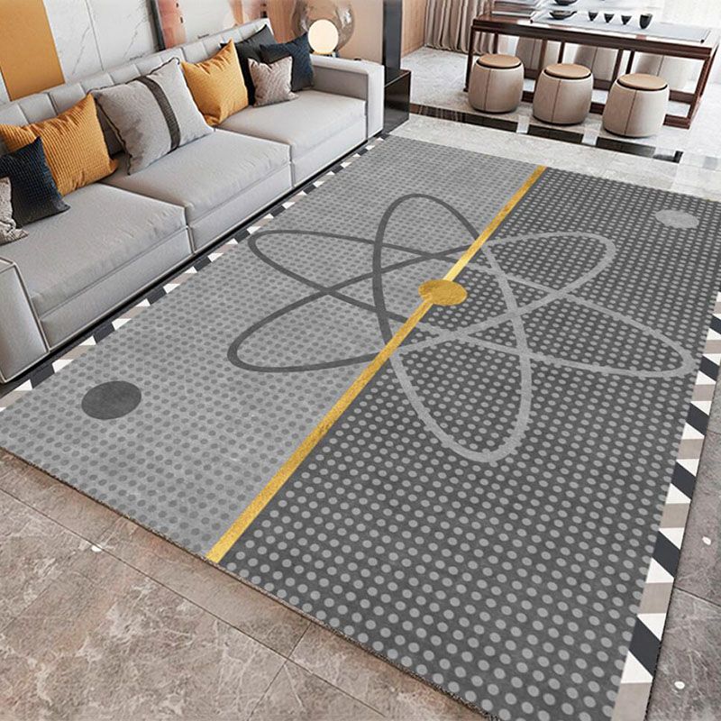 Light Grey Modern Rug Polyester Graphic Rug Washable Indoor Rug for Home Decor