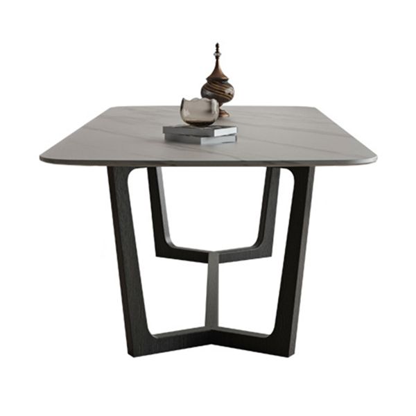 Industrial Sintered Stone Top Table Rectangle Table with Trestle Base