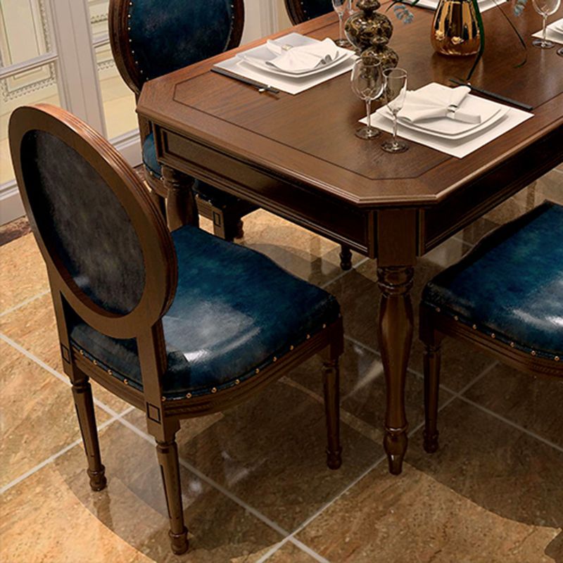 Rustic Style Solid Wood Set of 5 Dinette Table with Upholstered Chair
