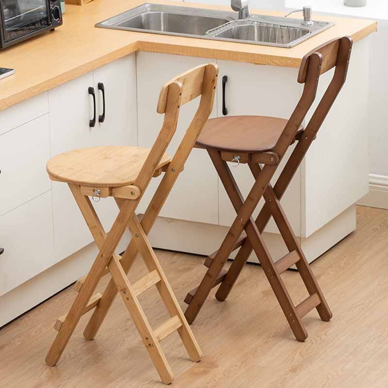 Taburetes de bar de madera sin brazos de estilo nórdico, taburetes de bar plegables, 1 pieza