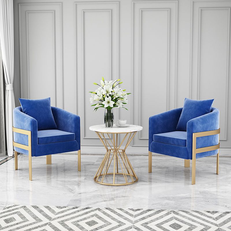 23.62" Wide Velvet Barrel Chair Arms Included Chair for Living Room