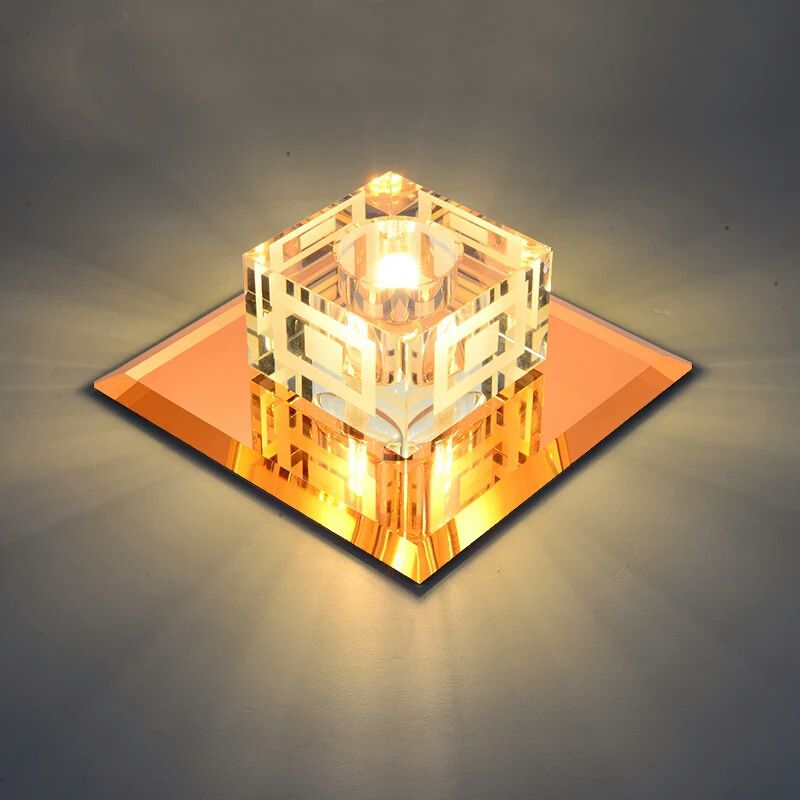 Kubusvormig plafond gemonteerde armatuur modernistische helder kristal LED veranda Flushmount licht in Chrome