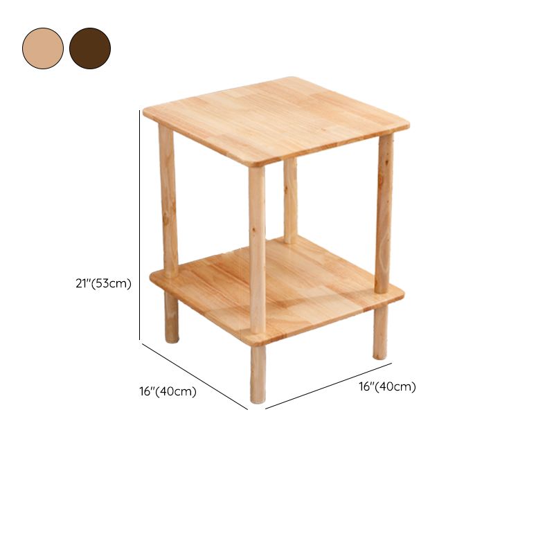 Rectangular Accent Side Table Solid Wood Living Room End Table with Storage