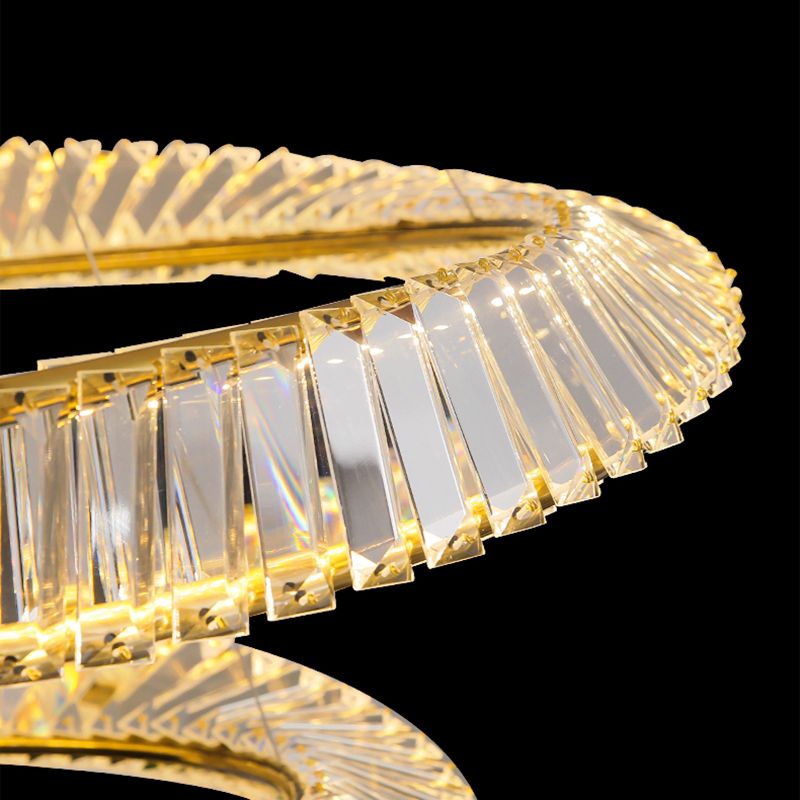 Luz de araña de cristal moderna luz colgante de dos niveles para sala de estar