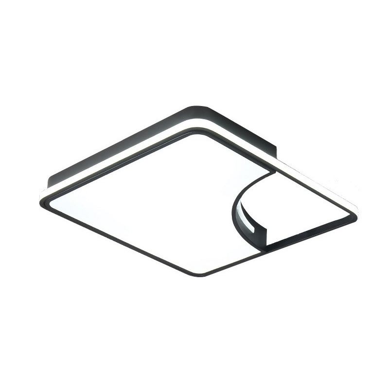 Plafonnier encastré carré moderne chambre en métal LED encastré luminaire, noir