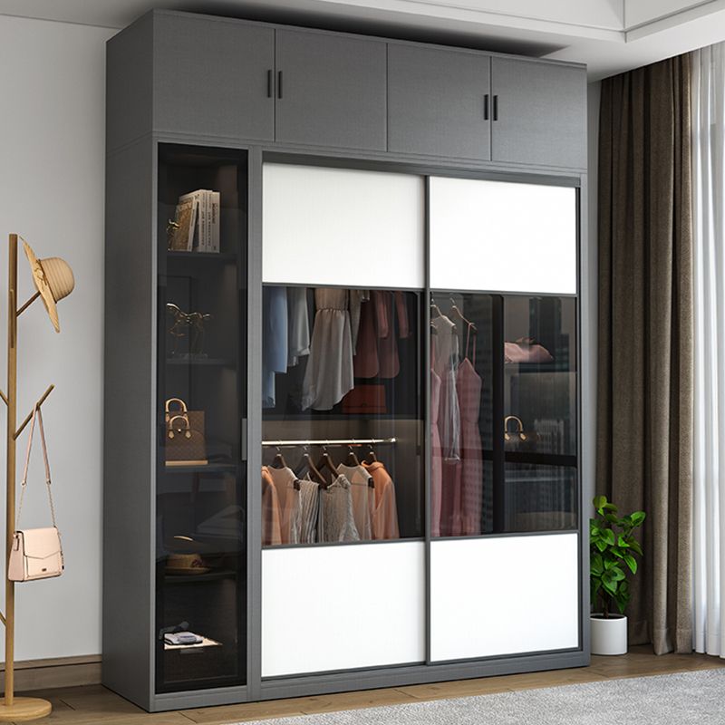 Sliding Wardrobe Closet Engineered Wood Wardrobe Armoire for Bedroom