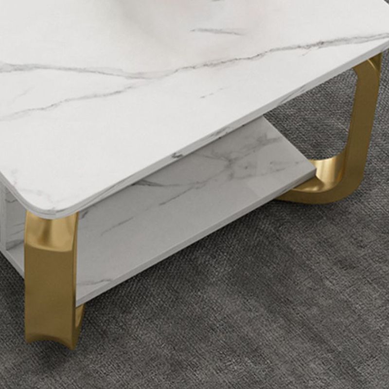 Glam Coffee Table with Cross Legs and Storage Shelf Cocktail Table