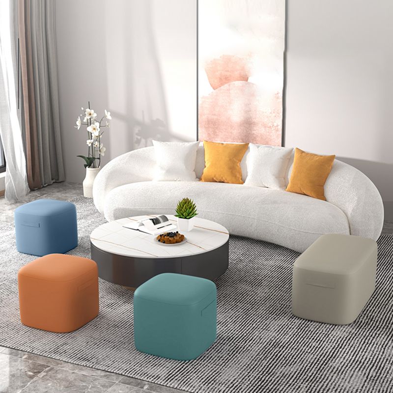 Trendy Square Leather Ottoman Plain Waterproof Indoor Foot Cube Ottoman Stool
