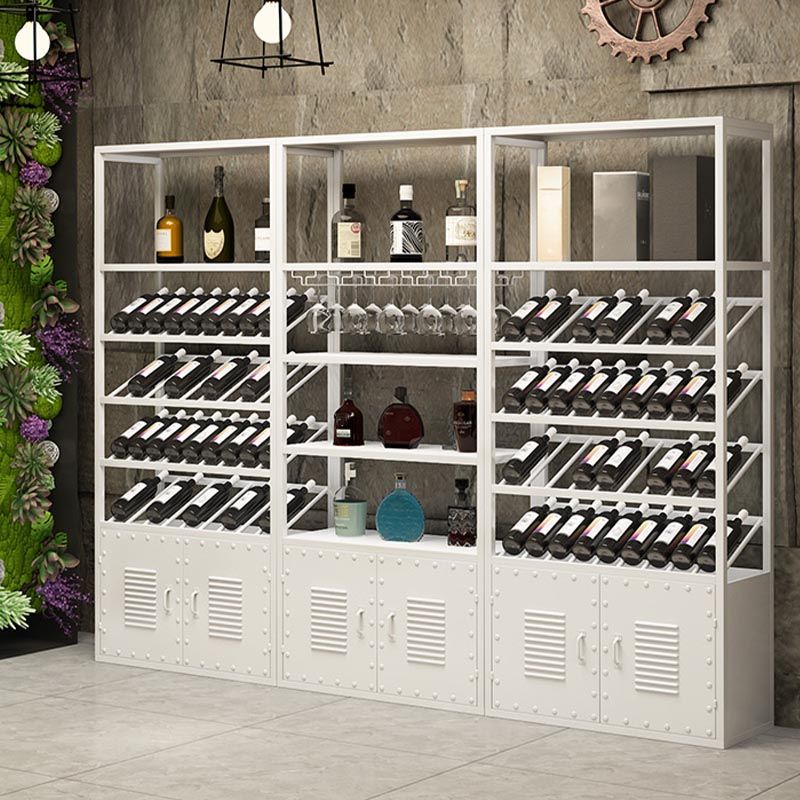 Metal Floor Wine Bottle & Glass Rack Modern Wine Holder Rack with Shelf