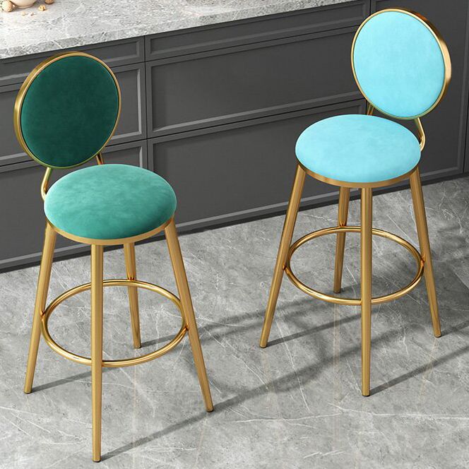 Nordic Glam Style Bar-stool Round Counter Bar-stool with Metal Legs for Home