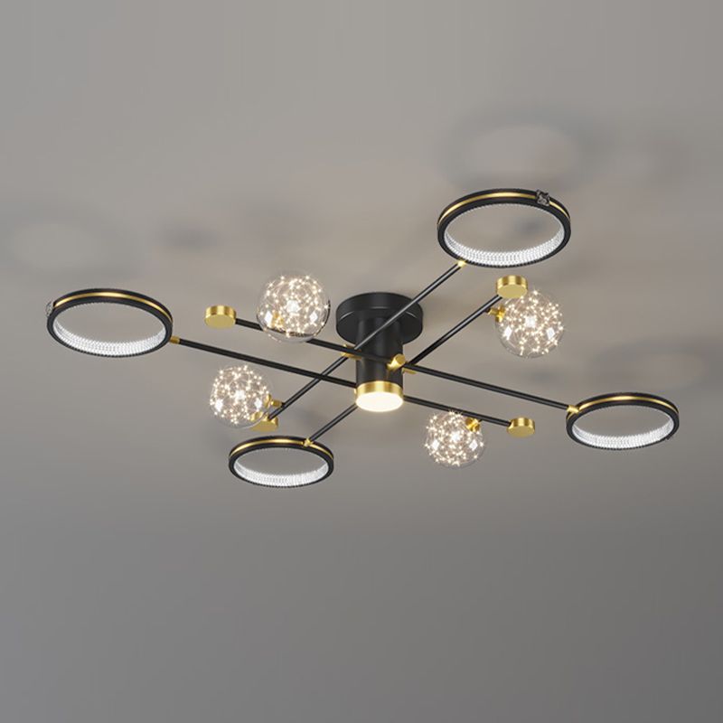 Lampe de plafond moderne de globe de lumière affleurante de LED en métal pour la chambre à coucher