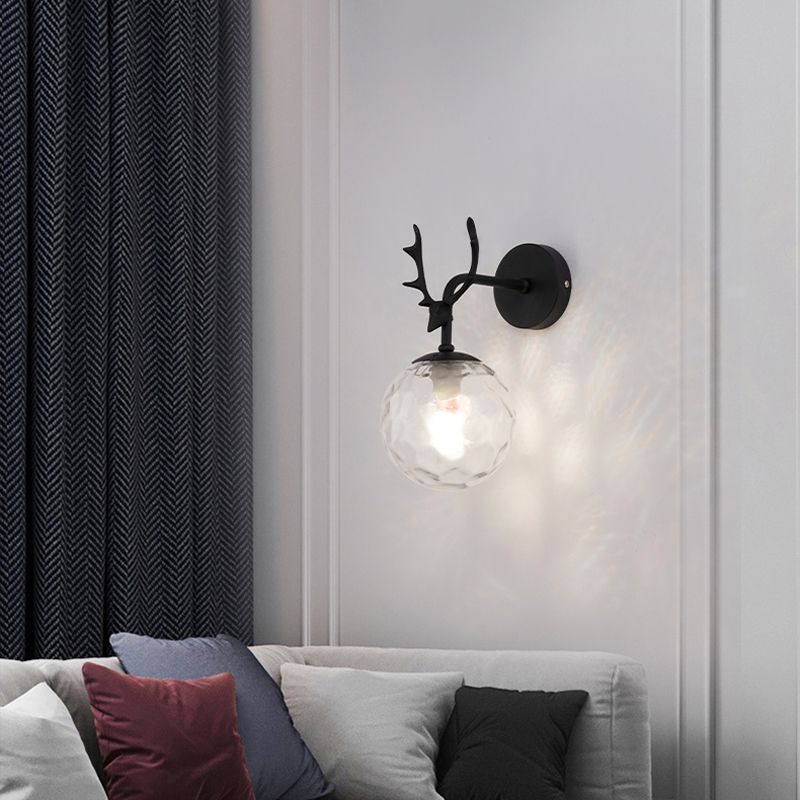 Glass Spherical Shape Wall Light Modern Style 1 Light Wall Mount Fixture for Living Room
