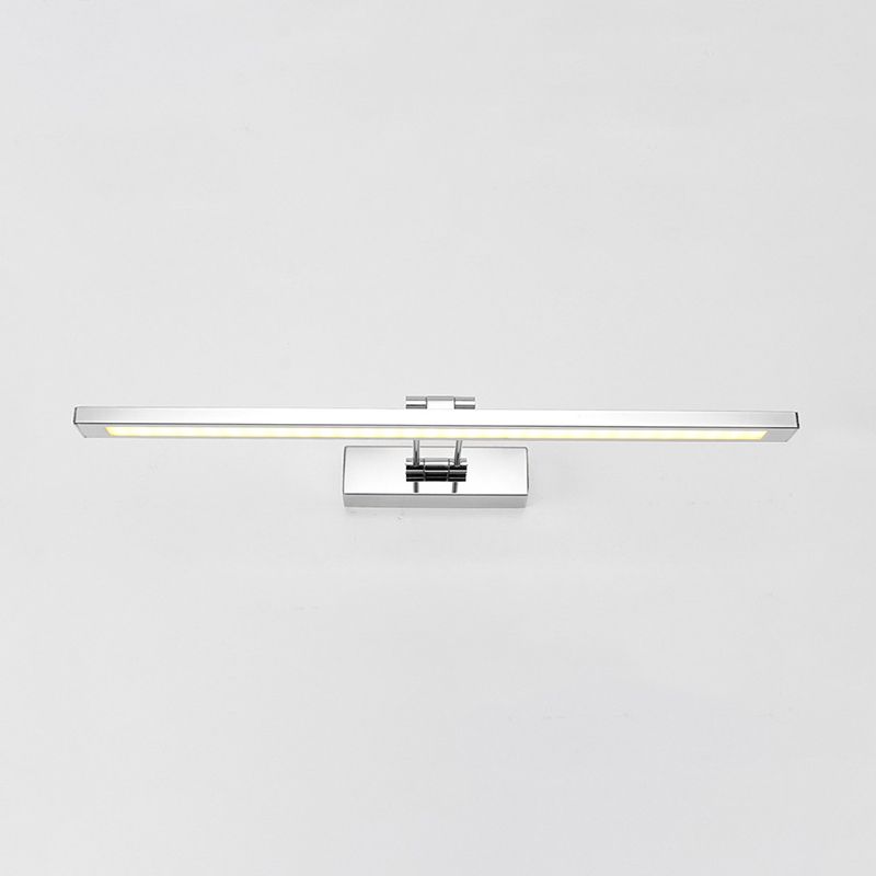 Single Light Linear Wall Sconce Modern Style Metal Mirror Wall Lighting in Silver