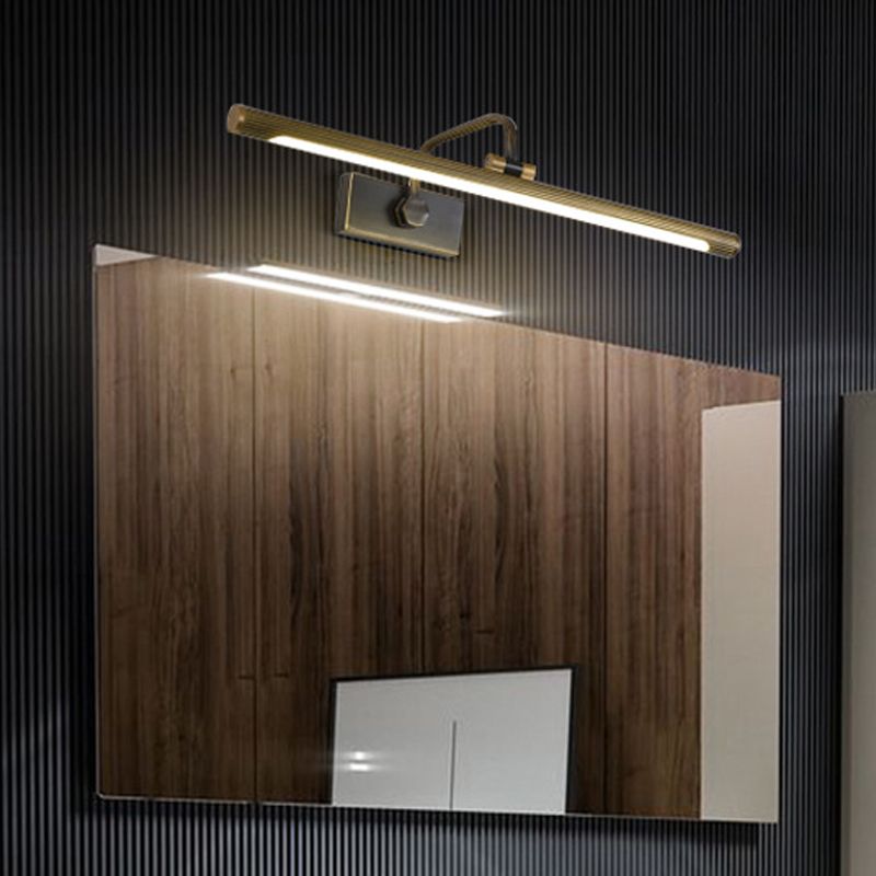 Tube LED Vanity Wall Light Simplicity Metallic Black and Gold Wall Mounted Lamp with Swing Arm