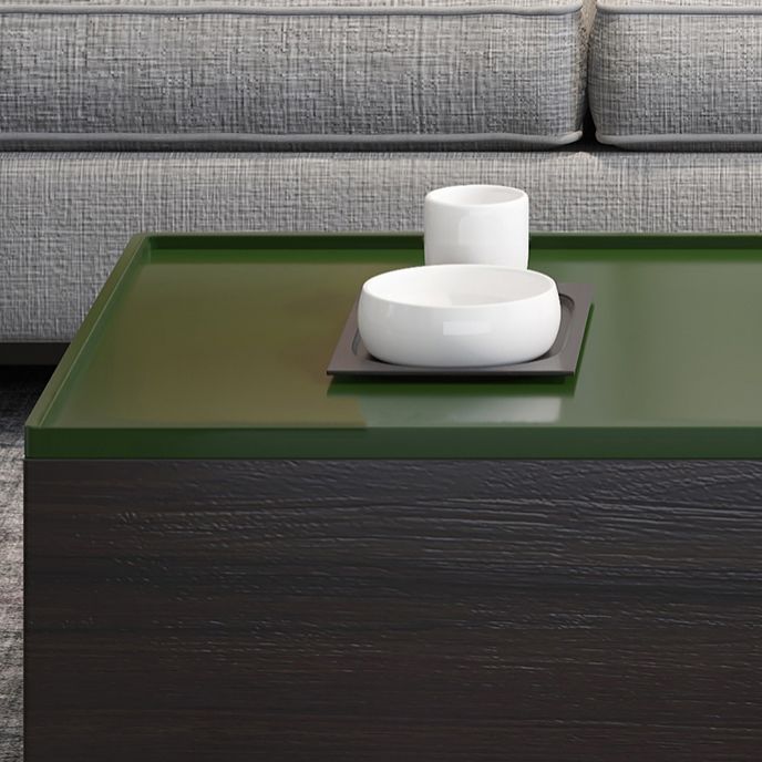 Modern 2 Nesting Coffee Table Set 31.5" W Glass & Wood Cocktail Table with Storage