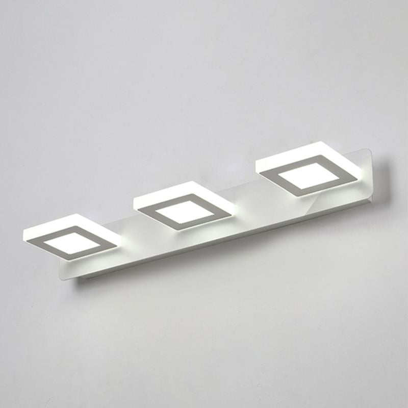 Luce di vanità bianca moderna a 3 luci a specchio a led luce anteriore con ombra acrilica per bagno