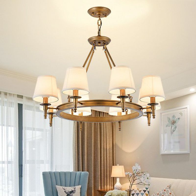 Tapered Ceiling Suspension Lamp Simplicity Fabric Chandelier Lighting for Living Room