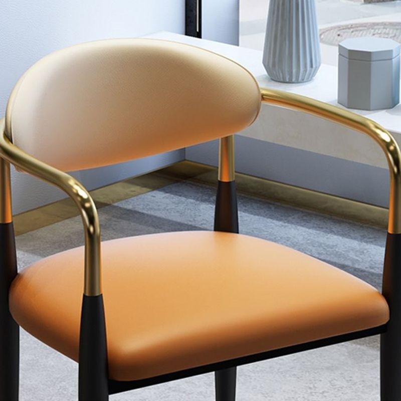 Faux Leather Dining Arm Chair Kitchen Open Back Dining Side Chair