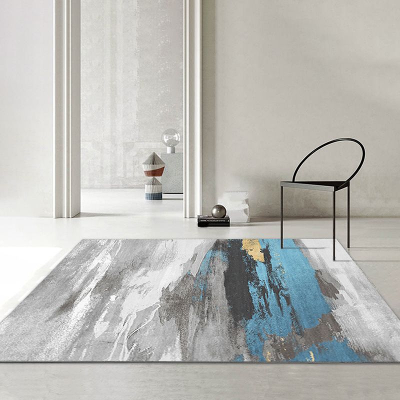 Grey Modern Carpet Polyester Graphic Carpet Washable Carpet for Home Decor