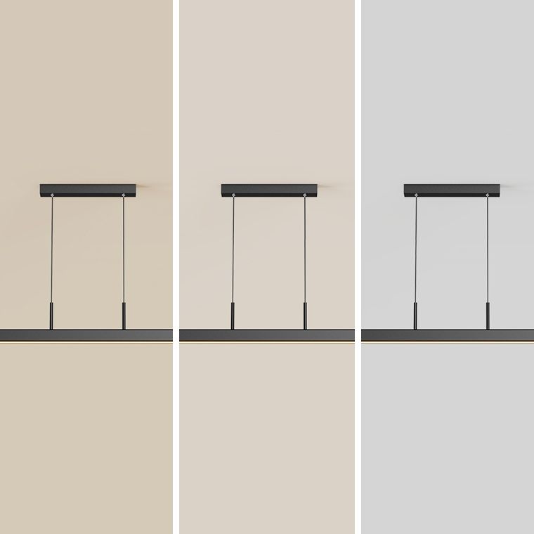 Linear Shape Island Light Contemporary Style Metal 1 Light Island Pendant Light in Black