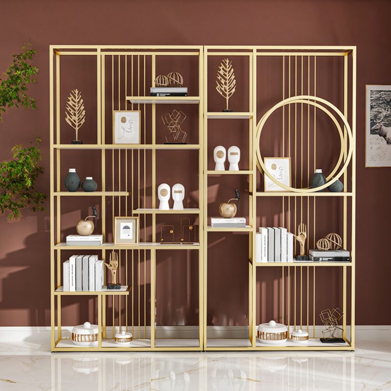 Metal Bookshelf Etagere Contemporary Open Back Bookcase with Shelves