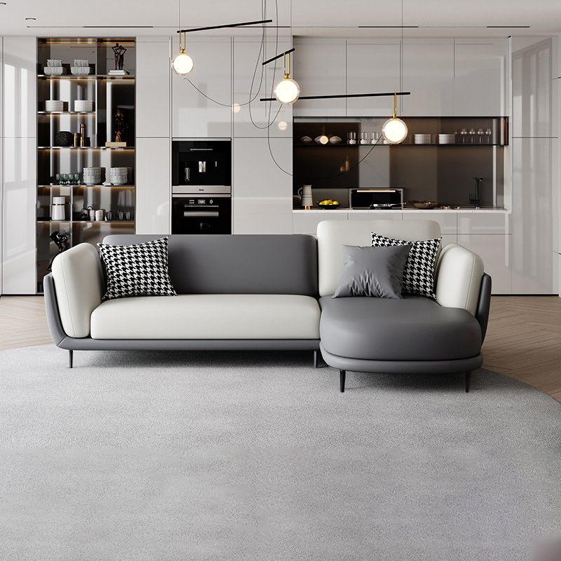 37.8 " H Faux Leather Flared Arm Sofa & Chaise for Living Room