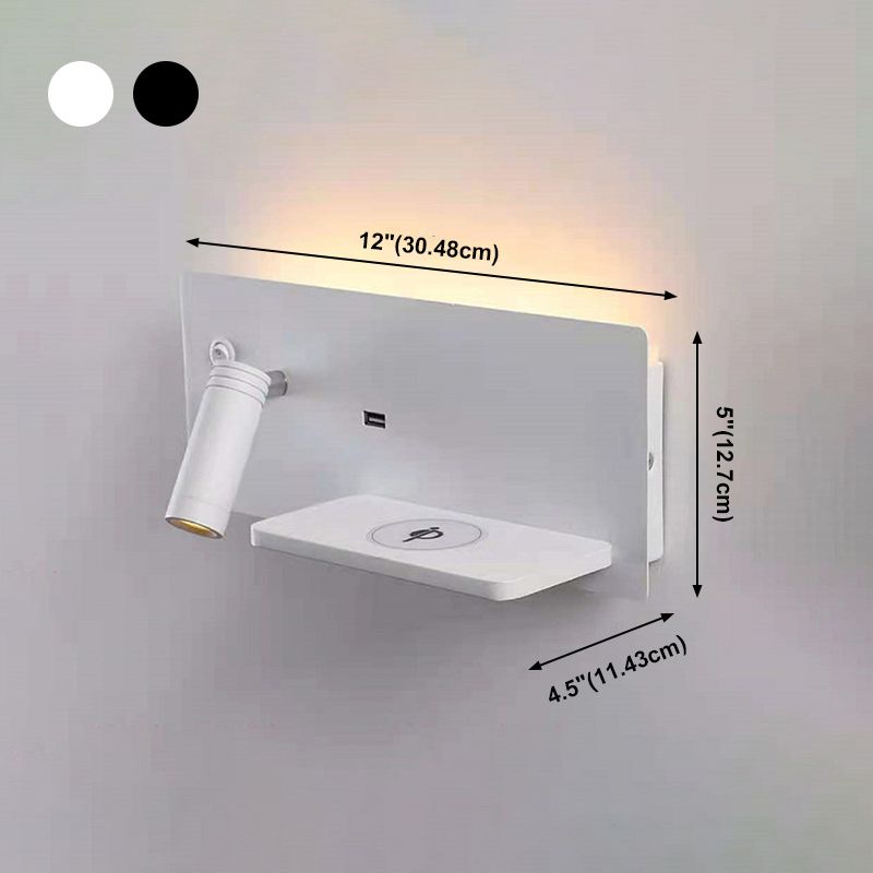 Lámparas de pared rectangulares de estilo contemporáneo metal 2 luces lectura de luz de pared