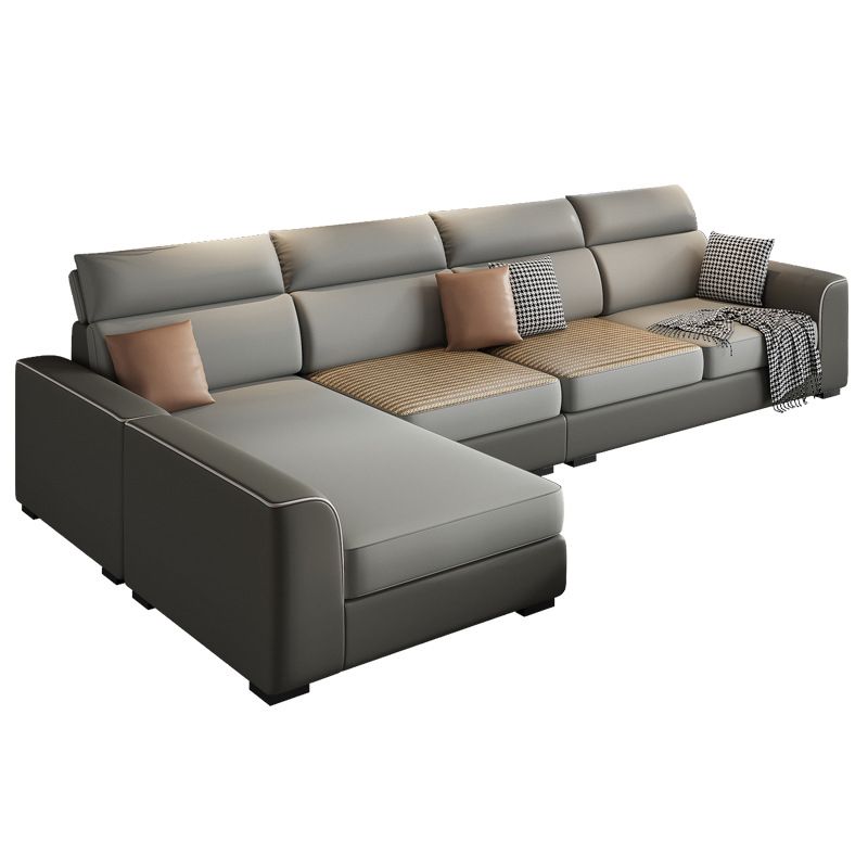 Modern 4-Seater Sofa with Square Arms for Living Room Reversible Sectional