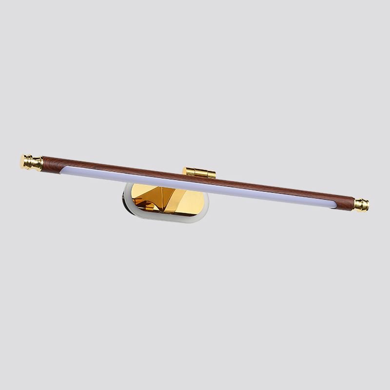 1-Light Metal Wall Lighting Modern Style Linear Mirror Wall Mounted Light in Brown