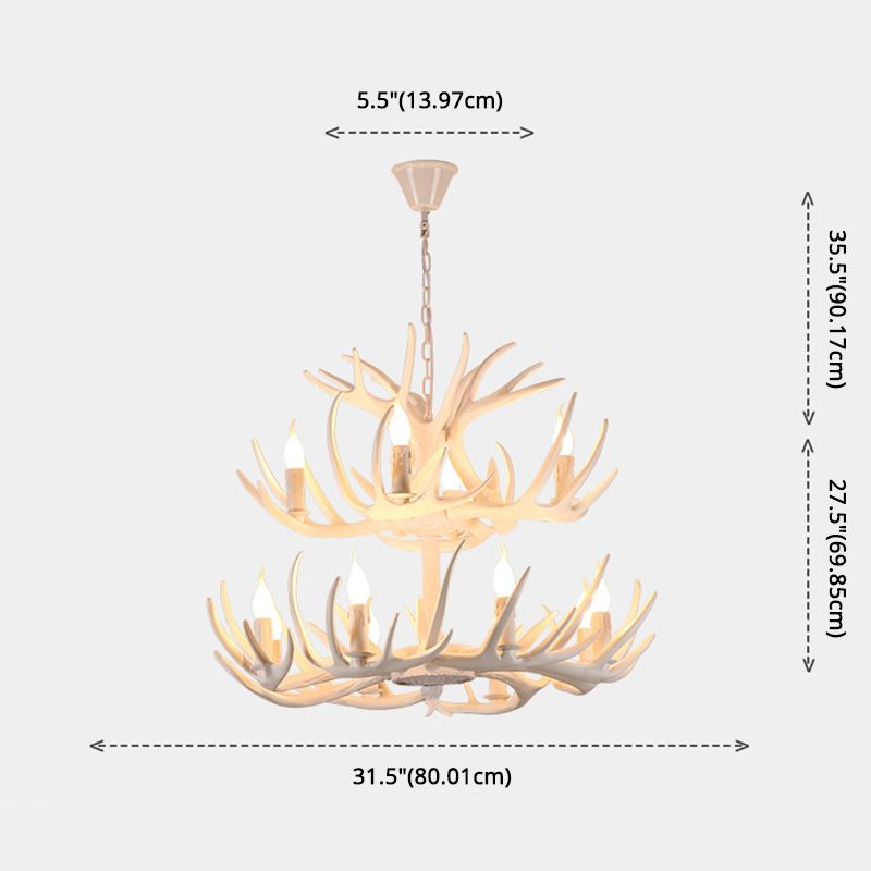 Resin Chandelier Lighting Fixture Deer Antler Traditional Chandelier Lighting for Restaurant