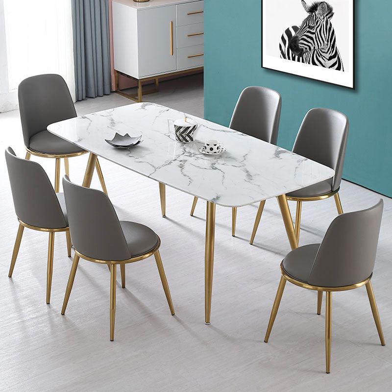 Glam Style Side Chair Parsons Indoor Dining Chair with Gold Legs