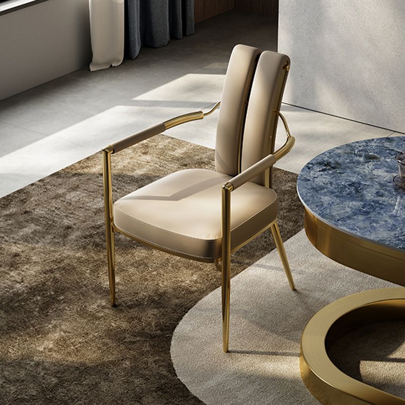 Modern Style Arm Chair Open Back Metal Dining Accent Chair for Home
