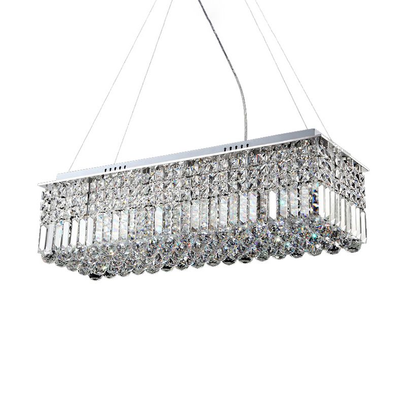 8 luci Luce lampadario soggiorno con rettangolo Crystal Shade MODER CHROME CHROME APPLICA