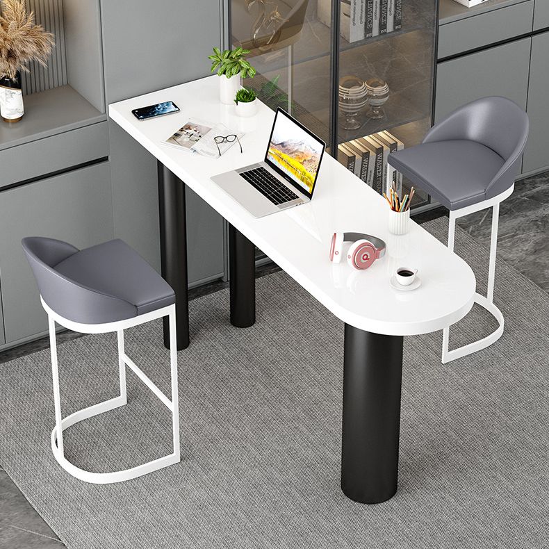 Modern Free Form Bar Table Set 1/3 Pcs Stone Top Bar Table and Upholstered Stools