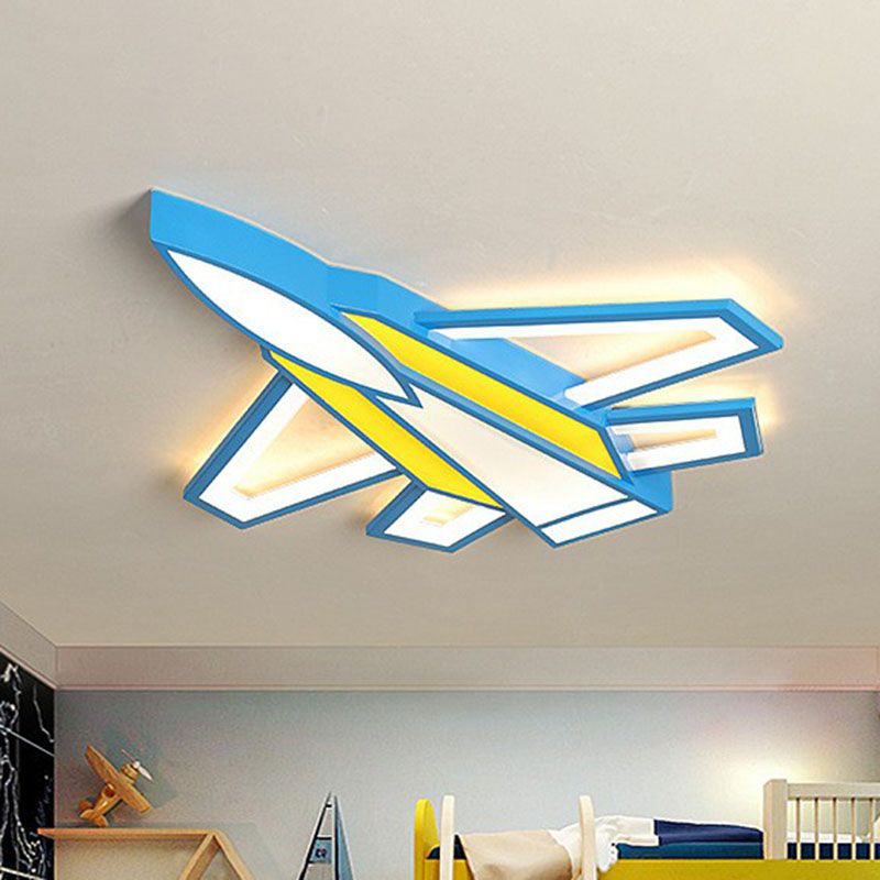 Geel Vliegtuig Flush Plafond Licht Kids Acryl LED Flush Mount Verlichting voor Nursery