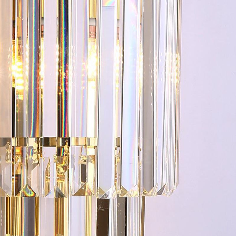 Contemporary 5/7-Light Golden Wall Mounted Sconce Crystal Shaded Wall Light
