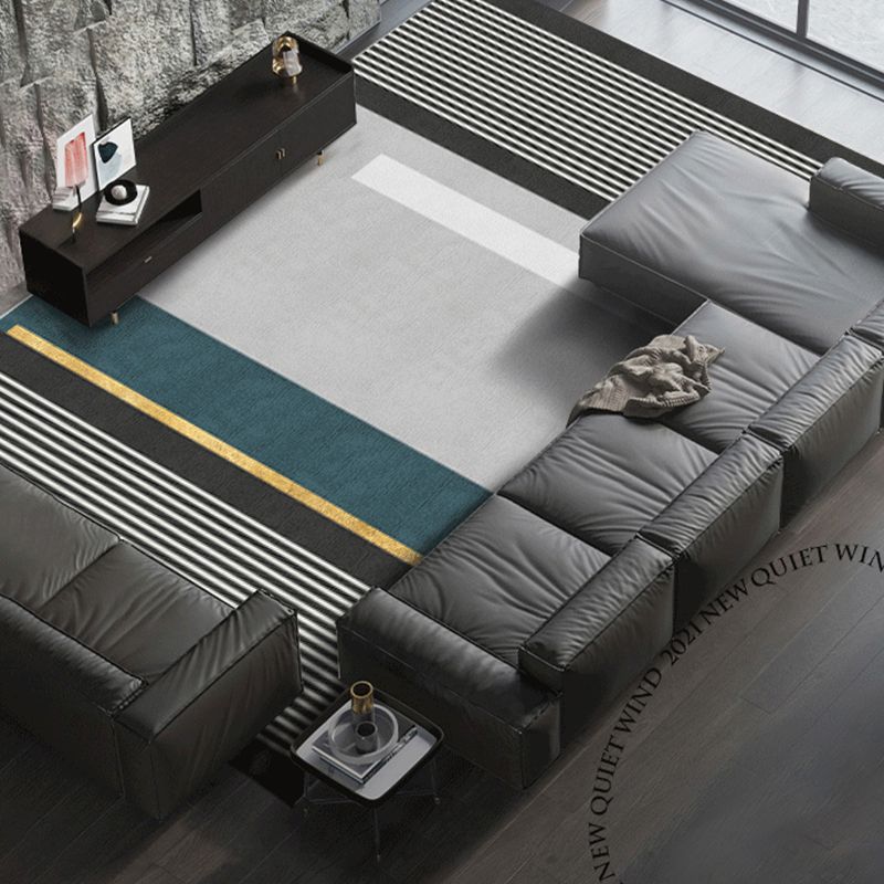 Black Striped Rug Blending Modern Rug Non-Slip Backing Rug for Home Decor