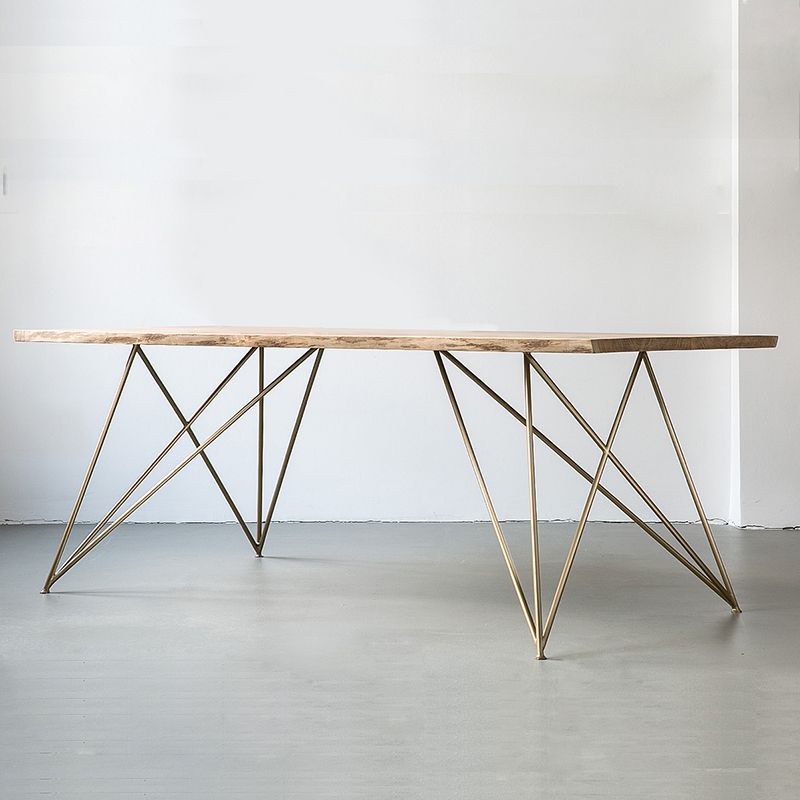 Rectangle Shape Luxury Dining Table Solid Wood Fixed Table for Restaurant
