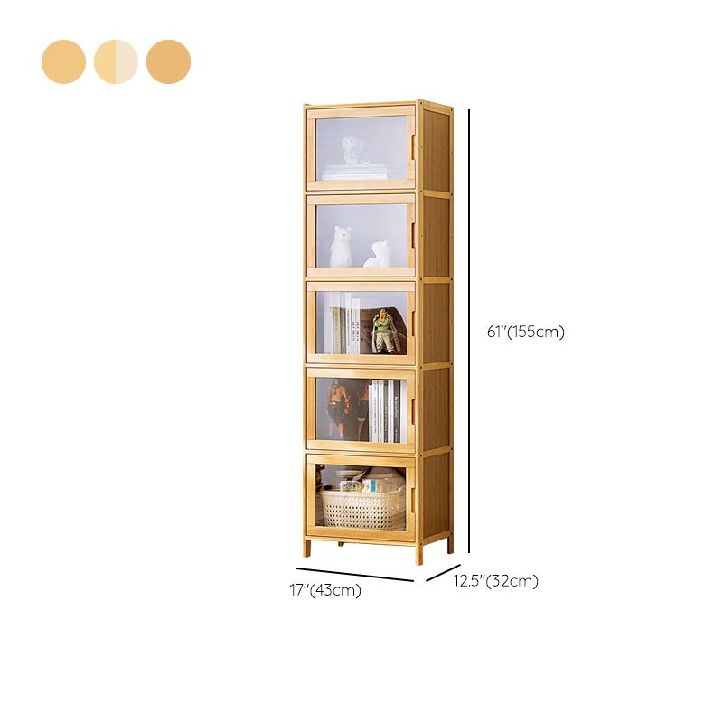 Contemporary Rectangle Storage Cabinet Natural Finish Accent Cabinet with Doors