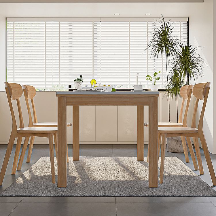 Stone Top Dining Table Set with Wooden Chairs 1/2/5 Pieces Dinette Set for Home