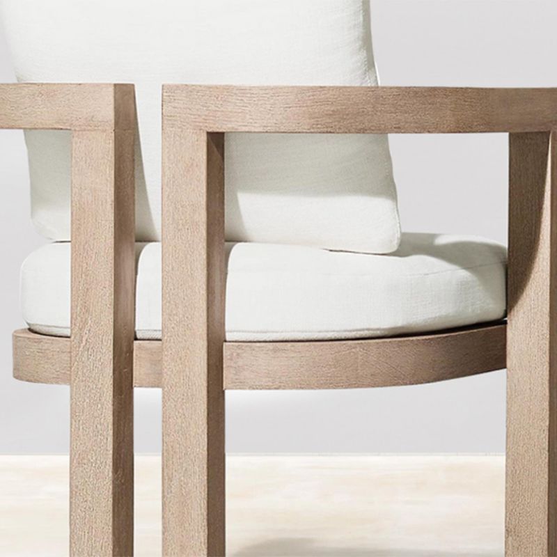Modern Armed Chairs Solid Wood Natural Removable Cushion Dining Chairs