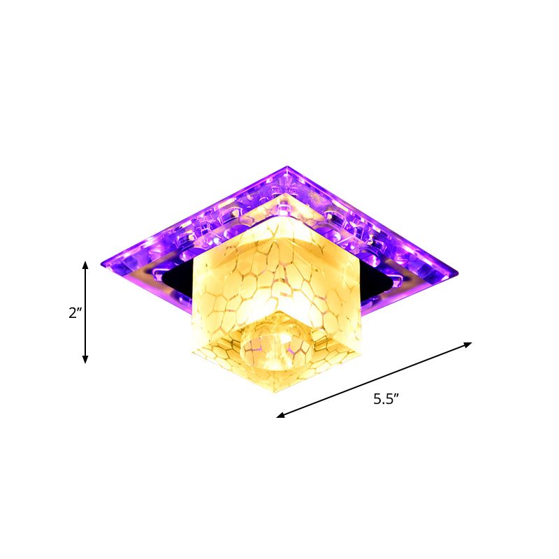 Kubisch geformte, bündige Leuchte, zeitgenössische Kristall-LED-Chrom-Deckenleuchte für den Flur