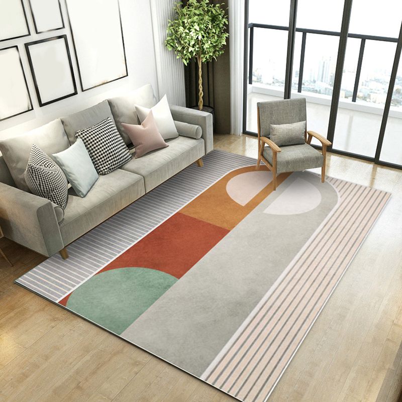 Gold Modern Rug Polyester Color Block Area Rug Stain Resistant Rug for Living Room