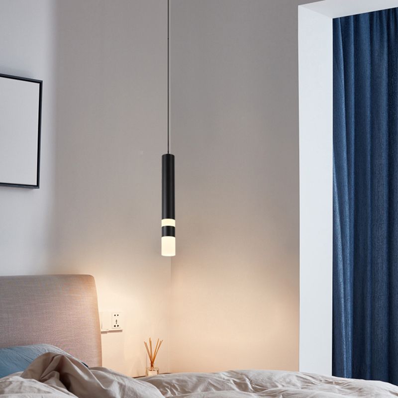 Luce cilindrica a led cilindrica luce nella moderna semplicità in alluminio lampada sospesa con ombra acrilica