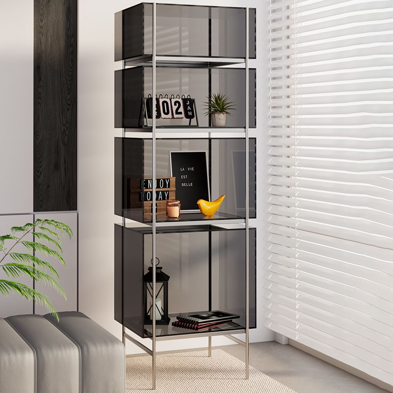 Contemporary Closed Back Standard Bookshelf Acrylic Bookcase with Shelves for Study Room