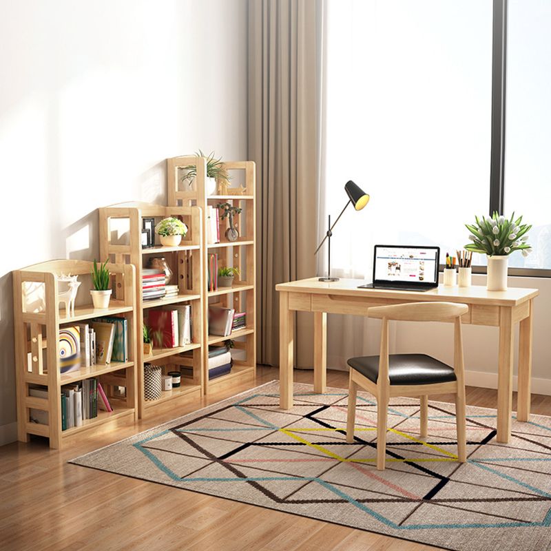 Modern Open Back Standard Bookshelf Wooden Bookcase with Shelves for Study Room
