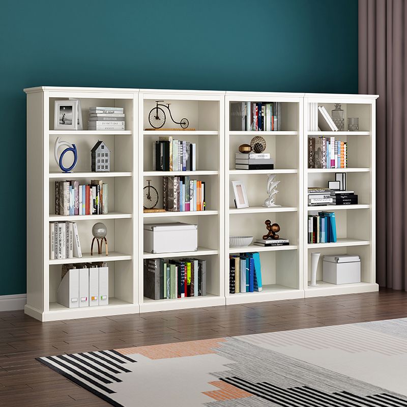 Modern Style Closed Back Bookshelf Standard Wooden Bookcase in White