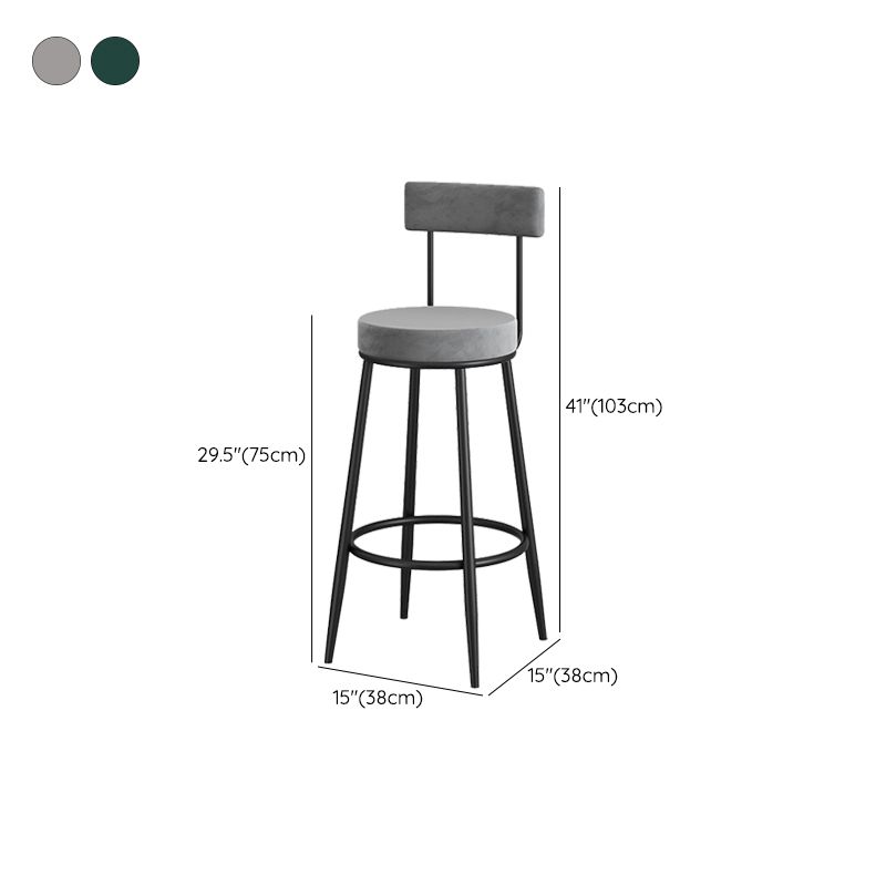 Metal Low Back Dining Stools Contemporary Armless Bar Stools with Cushion